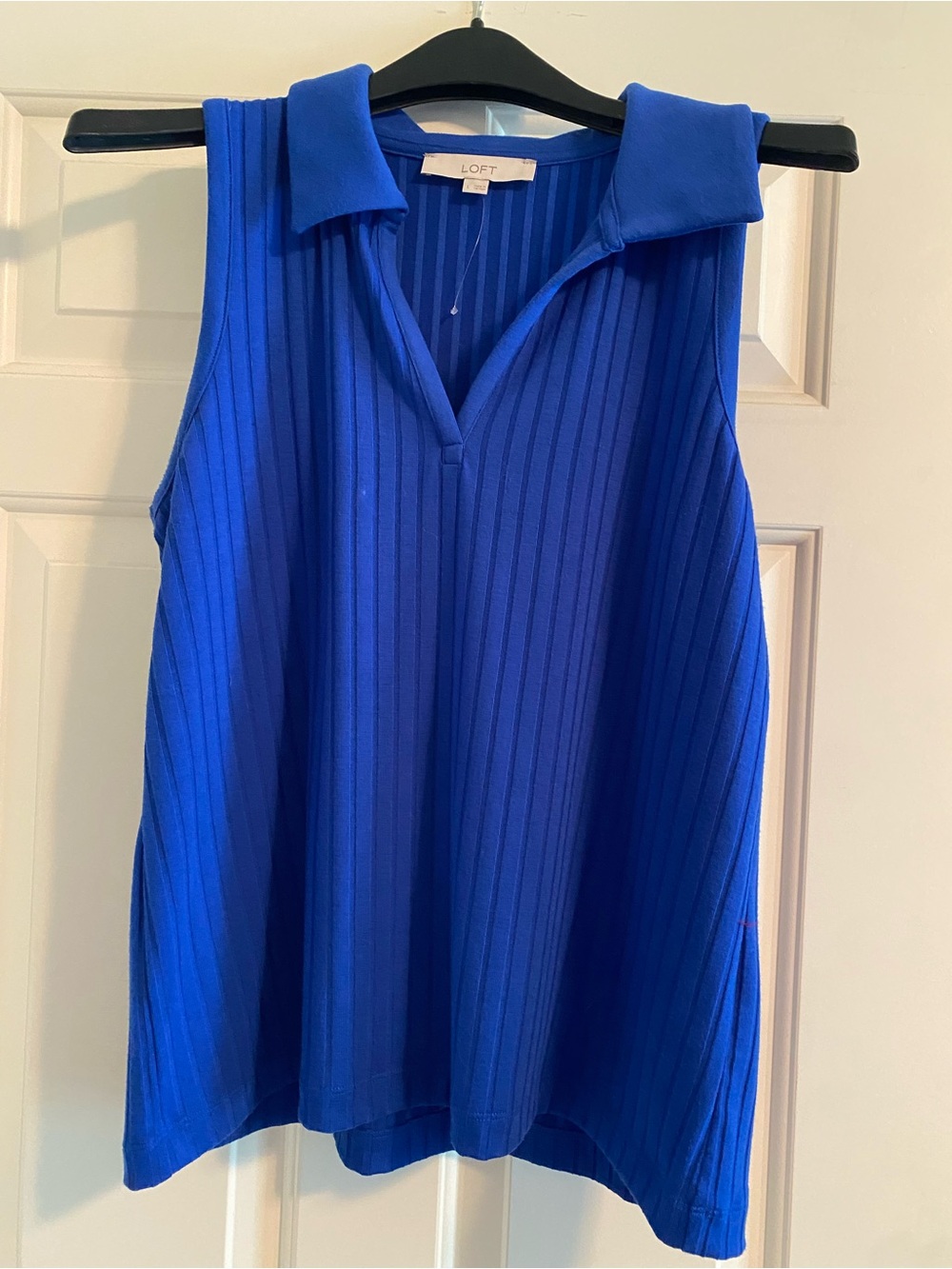 LOFT Ribbed Sleeveless Polo Tank - Bright Blue